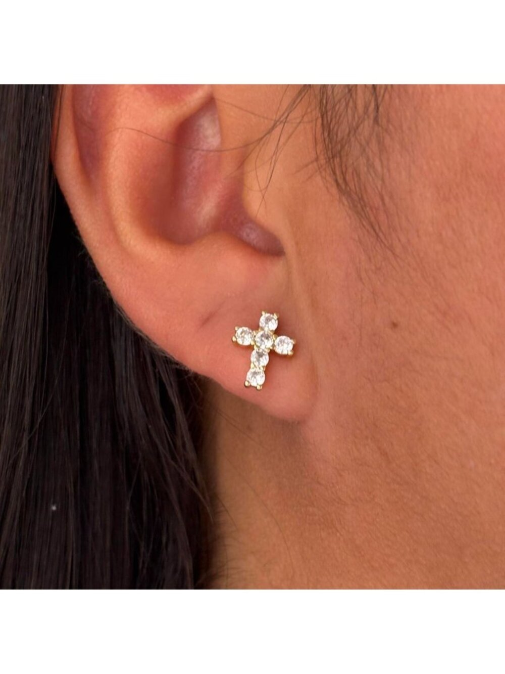 Cross Studs18K Gold FilledCubic Zirconia...